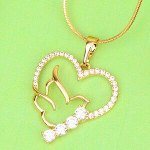"Heart Dove Rose Gold Pendant with Sparkling Stone Detailing, XPPT1295